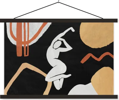 Produktbild von MuchoWow® Textilposter Frau - Figur - Kunst 120x80 cm mit schwarzem Rahmen - Wanddeko