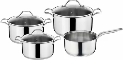 Produktbild von Tefal Intuition Topfset 7-teilig - Kochtöpfe 16 (1,3 l) + 20 (2,9 l) + 24 (4,9 l) cm mit Glasdecke, A702A8