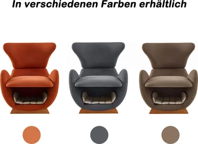 Produktbild von okwish Loungesessel Mensch-Tier-Sessel mit Holzrahmen,Relaxsessel Polstersessel mit Massivholzfüße und Haustiernest unter der Sitzfläche,Braun