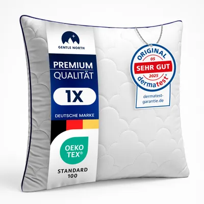 Produktbild von Hochwertige Kopfkissen 80x80 cm groß in Hotelqualität - Flauschiges, gut gefülltes Schlafkissen für Allergiker geeignet - 60° Waschbar