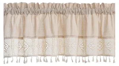 Boho-Vorhang, beige, 132x46 cm, Kurzgardine für Küche