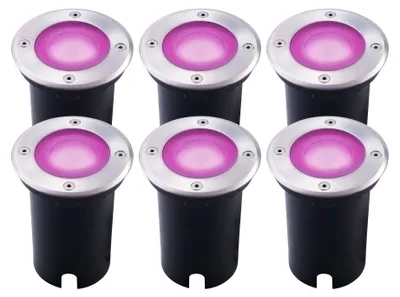 Produktbild von Ledvion 6er Set LED Bodenstrahler Außen IP67 4.9W GU10 RGB 1m Rund