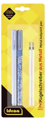 Produktbild von Idena Kugelschreiber Set Metall - 2 Stück mit 2 Ersatzminen