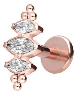 Produktbild von Ohrpiercing, Nasenpiercing Titan Labret mit Innengewinde 3 KRISTALLTROPFEN + KUGELN RoséGold Stablänge: 8mm | Stabstärke: 1,2mm
