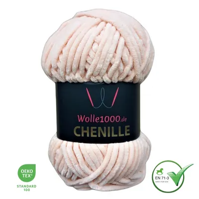 Produktbild von Wolle1000 Chenille - 42 HAUT - 100g - weiches Chenille Garn / Kuschelwolle