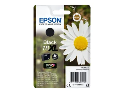 Produktbild von Epson Daisy Singlepack Black 18XL Claria Home Ink, Hohe (XL-) Ausbeute, Schwarz, Tinte auf Pigmentbasis, 11,5 ml, 1 Stück(e), 470 Seiten