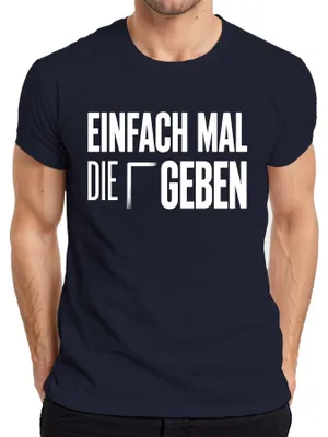 Immagine prodotto di T-shirt da uomo, colore blu navy, con scritta divertente e sarcastica. Taglia: S