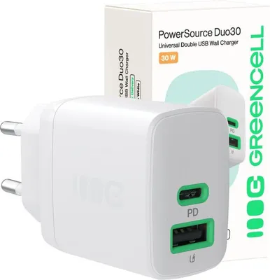 Zdjęcie produktu dla Green Cell Greencell PowerSource Duo30 Biała 30W USB-C USB-A Power Delivery QC3.0