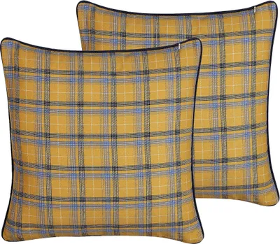 Obrázok produktu pre BELIANI Sada 2 dekoratívnych vankúšov viacfarebná bavlnená 45 x 45 cm s výplňou károvaný vzor obývačka spálňa