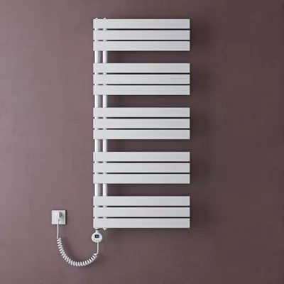 Image de doporro Radiateur de Salle de Bain Sèche-Serviette 131x60cm avec Résistance Chauffante Blanc 1000W Radiateur à Eau Chaude Blanc Design FN