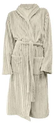 Produktbild von Eleganzzz Teddy Rippfleece Bademantel – beige - L