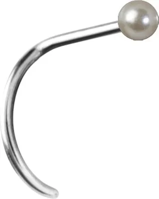 Produktbild von Karisma Nasenpiercing Edelstahl Perle 2mm Stärke 0,8mm Länge 6,5mm weiss - gebogen