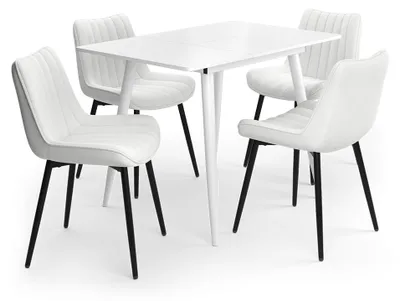 Image de Ensemble table à manger Vicco Beaver Blanc 110x70cm avec 4 chaises, beige, Model 62747