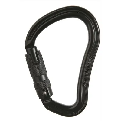 Schwarzer Alukarabiner HMS Hector von Singing Rock; geeignet für Klettern.