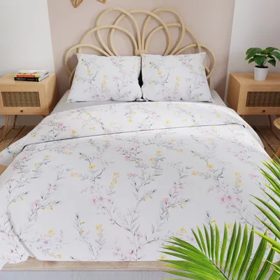 Produktbild von ZOE Bettwäscheset 220x200 cm - Satin-Baumwolle, dezentes Blumenmuster