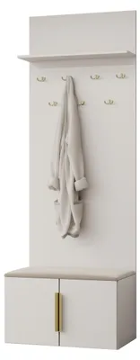 Produktbild von MIRJAN24 Garderoben-Set Kerkin, Garderobe mit zwei Drehtüren mit Sitzbank (Farbe: Sandbeige)