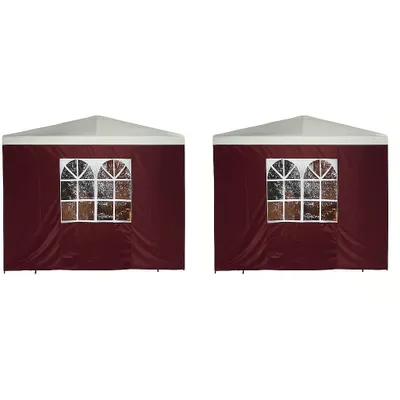 Produktbild von DEGAMO Pavillon Seitenwände mit Fenster, 3x1,9m, Polyester bordeaux, 2er Set