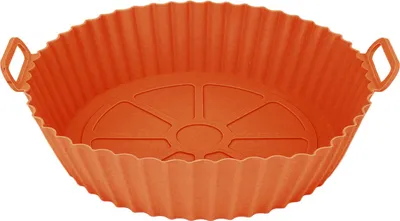 Produktbild von Fritteusen-Silikoneinlage, rund, antihaftbeschichtet, hochtemperaturbeständig, wiederverwendbares Ofen-Backblech mit Griff, braun