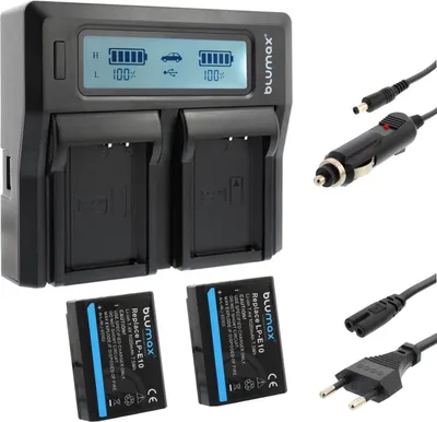 Produktbild von 2x Akku + Lader für Canon LP-E10 EOS 1100D 1200D 1300D 2000D 1020 mAh (7,2V)