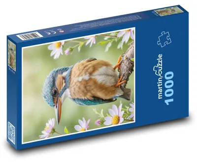 Zdjęcie produktu dla Puzzle 1000 Zimorodek wśród kwiatów - martinpuzzle