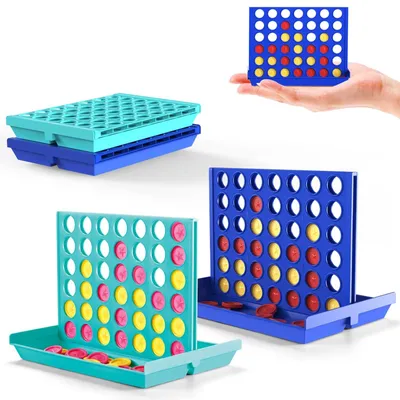 Produktbild von Vier gewinnt Reisespiel Mini Kinderspiel - 11 x 8 cm - Blau und Grün - Für unterwegs und Reisen