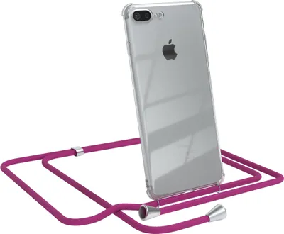 Produktbild von EAZY CASE Handykette kompatibel mit Apple iPhone 8 Plus / 7 Plus, Handyhülle mit Umhängeband, Handykordel, Schutzhülle Clear, Band in Rosa