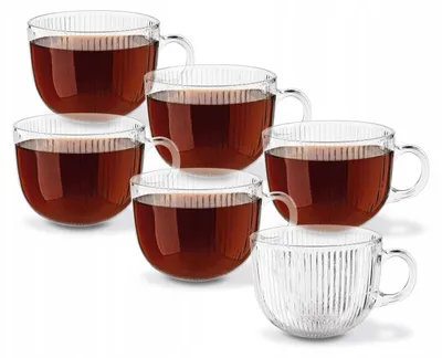 Obrázek produktu pro Skleněné hrnky Tadar Jumbo Paski 450 ml, Velké, 6 ks