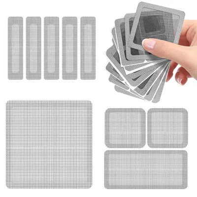 Image de Kit de réparation de moustiquaires, 39 pièces, gris, fibre de verre, adhésif
