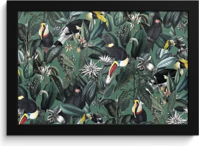 Produktbild von MuchoWow® MuchoWow® Gerahmtes Poster Blumen - Vogel - Blätter 30x20 cm - Poster mit zchwarzem Bilderrahmen - Kunstdruck - Bild-Poster