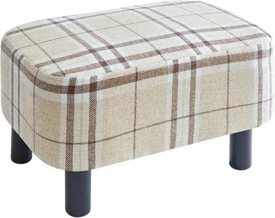 Imagen del producto de Unyqoos® Taburete rectangular moderno (42 cm) – Acolchado de lino con espuma densa, estructura de madera maciza, 42x29x23 cm, capacidad de carga de 150 kg