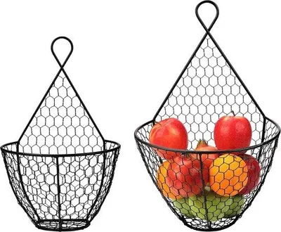Productafbeelding van Zwart metalen fruitrek voor wandmontage, verkrijgbaar in verschillende maten