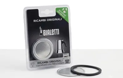 Obrázok produktu pre Sada tesnení a filtra pre kávovar na espresso (6 šálok) – kompatibilná s Bialetti Moka Express – obsahuje 3 tesnenia a 1 hliníkový filter