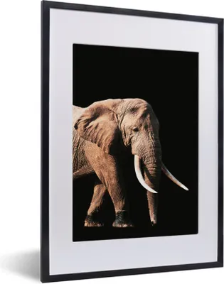 Produktbild von MuchoWow® MuchoWow® Gerahmtes Poster Elefant - Schwarz - Grau 30x40 cm - Poster mit zchwarzem Bilderrahmen - Wandposter Schlafzimmer