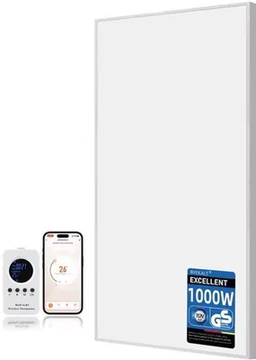 Obrázek produktu pro Elektrické infračervené topení – 1000 W, bílá barva, věžový design – úsporné, určené pro montáž na zeď – vhodné do koupelny i obývacího pokoje