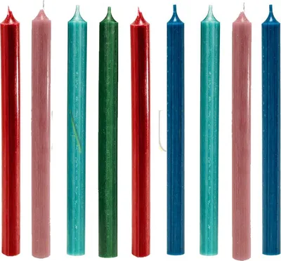 Obrázok produktu pre Farebné dlhé večerné sviečky Cactula, 28 cm – Funky farby – sada 5 ks – tmavočervená, ružová, tyrkysová, zelená a tmavomodrá