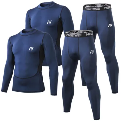 Produktbild von 2er Pack Thermounterwäsche Herren, Skiunterwäsche Herren & funktionsunterwäsche, Atmungsaktiv, Schweißregulierung-BLAU-M