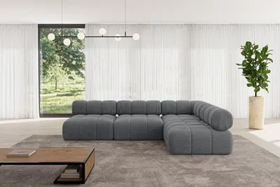 Produktbild von ALTDECOR Modulares Sofa Ecksofa in L-Form - Samaro-L2 - 285x190x70 cm Dunkelgrau universal, links/rechts Corner modular Sofa Eckcouch Couch Wohnlandschaft Cauchsofa Polstersofa