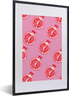 Produktbild von MuchoWow® Gerahmtes Poster Obst - Aquarell - Rosa 40x60 cm - Poster mit Schwarzem Bilderrahmen Wandposter Rahmen Foto Bilder - Poster in Rahmen