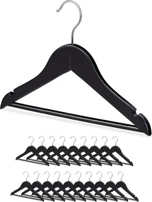 Productafbeelding van Famanu set van 20 kinderhangers - met draaibare haken en inkepingen, zwart