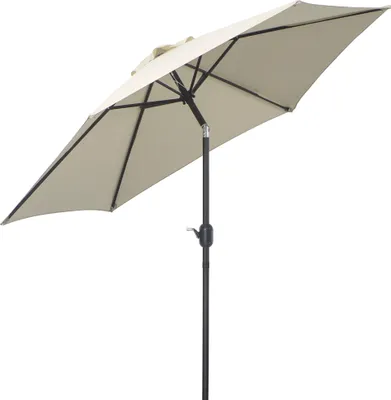 Produktbild von Outsunny Knickschirm Sonnenschirm Gartenschirm Marktschirm mit Handkurbel Alu 180/㎡ Polyester Beige ∅2,6 x 2,35 m