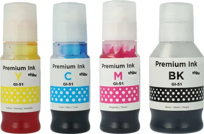 Produktbild von vhbw 4x Nachfülltinte Ersatz für Canon GI-41M, GI-51C, GI-51BK, GI-41Y, GI-51 für Drucker - Refillset Dye Cyan, Dye Magenta, Dye Schwarz, Dye Yellow