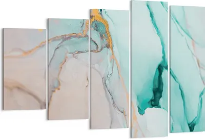 Produktbild von Bild auf Leinwand - Leinwandbild - 5 Teile - Marmor Abstraktion Türkis - 150x100cm - Wand Bild - Wanddeko - Wandbilder - Leinwanddruck - Bilder - Wanddekoration - Leinwand bilder - EG150x100-4451