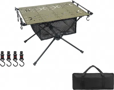 Produktbild von IGT Tisch Tragbarer Klapptisch aus Aluminiumlegierung, multifunktional, ultraleicht, Grill, Campingtisch, Wandern, aufrollbarer Schreibtisch mit Aufbewahrungstasche fuer Grillen, Picknick, Wandern, Reiten