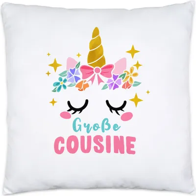 Produktbild von Große Cousine Kissen Inkl. Füllung Lieblingscousine Geschenkidee Geburtstag Einhorn Beste Cousine