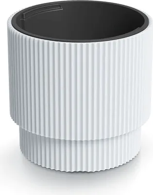 Zdjęcie produktu dla Doniczka biała prążkowana na nóżce plastikowa 39,5x37,5 cm z wkładem Milly