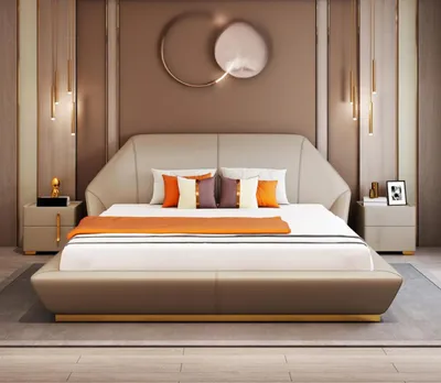 Produktbild von Modernes Weißes Doppelbett Schlafzimmer Betten Designer Möbel Holzgestell