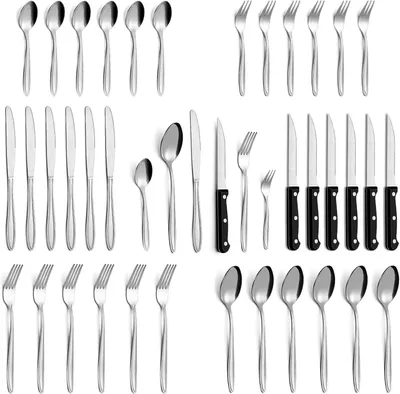 Imagen del producto de Juego de cubiertos de 36 piezas, de acero inoxidable, para 6 personas, ideal para la cocina