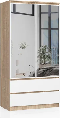 Immagine prodotto di Akord Armadio 2 Ante 2 Cassetti 2 Specchi Rovere Sonoma E Bianco 90X51X180