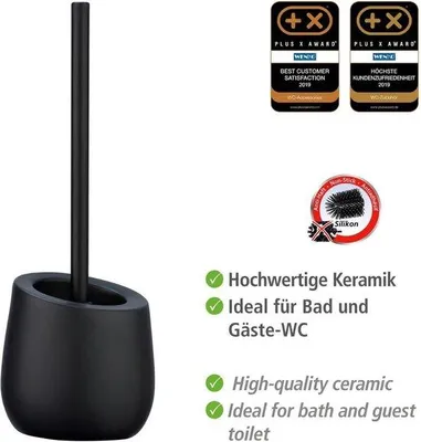 Immagine prodotto di Scopino da bagno in Vetroceramica nero opaco con testina in silicone