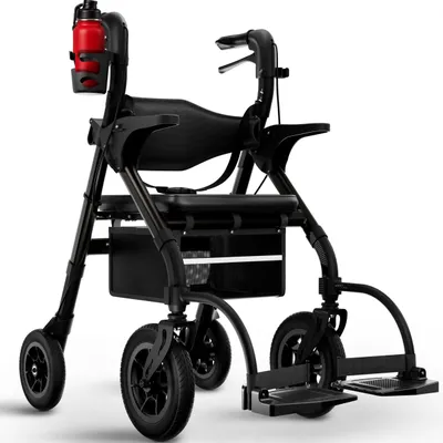 Produktbild von WALCORA 2 in 1 Rollstuhl Rollator Faltbar und Leicht mit Sitz – Gehhilfe für Senioren Outdoor & Indoor Wohnung – Klappbar Gummireifen Leichtgewicht